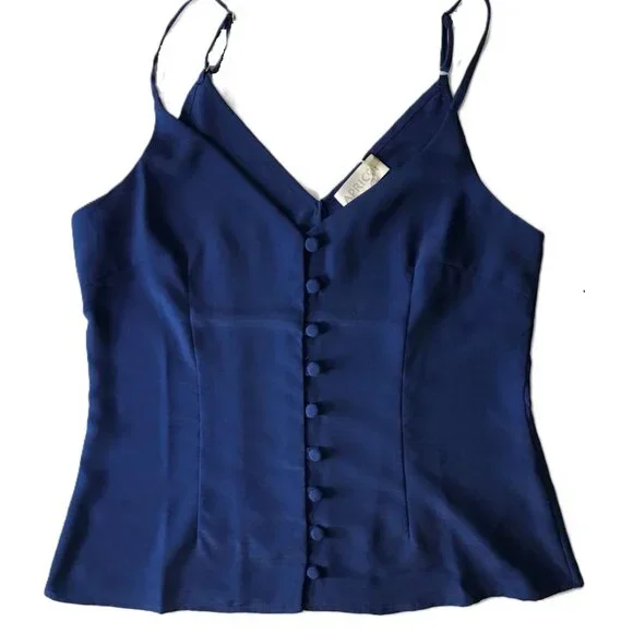 Apricot French Blue Button Up Satin Finish Blouse - Size XS - NWT - Coquette - Picture 4 of 10